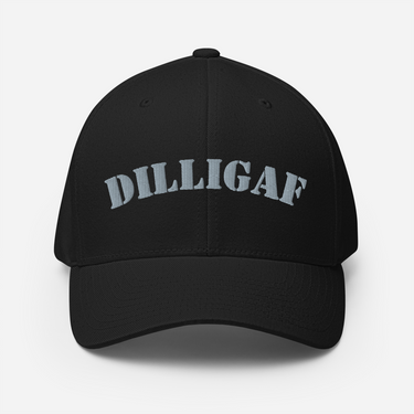 Bold Unisex Hat with Embroidered DILLIGAF Design. black